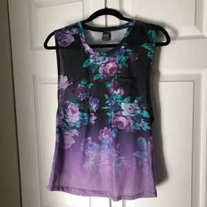 Sleeveless ombré floral tank